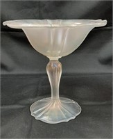 Tiffin/US Glass #310 White Stretch Glass Compote
