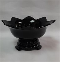 Fenton Black Milk Glass Lotus Bowl w/ Stand