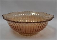 Marigold Carnival Glass Ribbed 7.5" Bowl