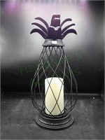 17" Cast Iron Pineapple Cage Candle Light