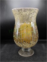 Gold Mosaic Lantern With Wax Pillar Illuminary