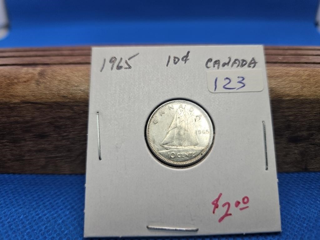 1-1965 SILVER TEN CENT COIN