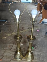 2 Brass lamps, 34"h