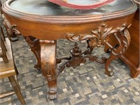 Large Walnut Victorian Marble Top Parlor Table