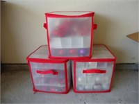 3 Containers of Christmas Ornaments Decors