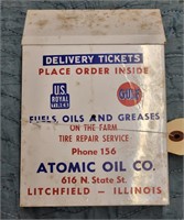 "Atomic Oil Co" Metal Delivery Ticket Drop Box