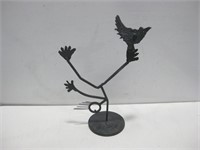 14" Metal Bird In Hands Art Sculpture