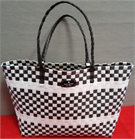 P - KATE SPADE NY XXL BLACK/WHITE BEACH TOTE (AR6)