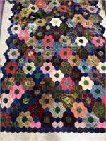 Hand made quilt 73”x 47” has some wear and tear