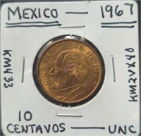 Uncirculated 1967 Mexican coin