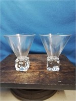 Pair of rock base martini glasses