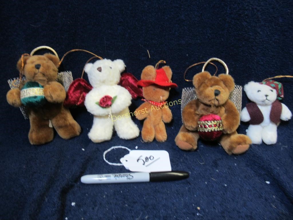 APPLAUSE TEDDY BEAR CHRISTMAS ORNAMENTS (5-ITEMS)