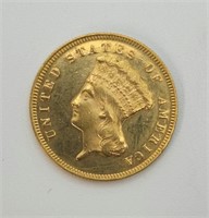 1878 THREE DOLLAR GOLD COIN
