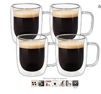 ComSaf Double Walled Glass Mugs Pack of 4