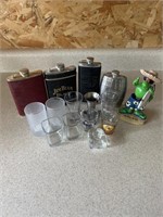 Shot glass and flask lot