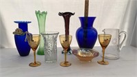 Beautiful vases, candy dish, wine glasses