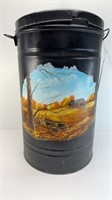 VINTAGE HAND PAINTED METAL CAN