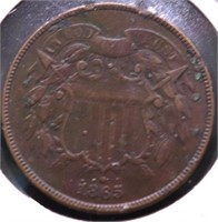 1865 TWO CENT PIECE VF DETAILS