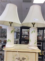 Pair of bamboo style lamps