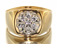 14kt Gold Gent's 1/2 ct Diamond Cluster Ring