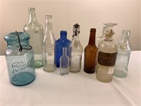 Assorted vintage bottles