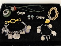 Vintage costume jewelry charm bracelets