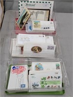 VARIETY OF POSTCARDS WITH STAMPS