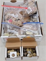 LARGE AMOUNT OF GAME TOOKENS AND WOODEN TOKENS