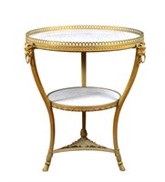 FRENCH BRONZE AND MARBLE TWO TIERED SIDE TABLE