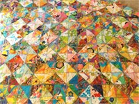 70's fabric crazy quilt queen size