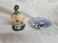 Ceramic Bird House & Flower