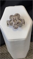 Sterling Silver Diamond Ring Size 6