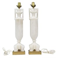 (2) CARVED WHITE MARBLE 1-LIGHT TABLE LAMPS