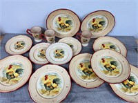 Partial set of cute rooster dishes