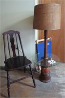 Glass End Table Lamp 47"T Wood & Camp Chairs
