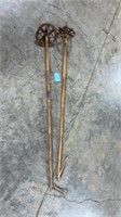 1930s Bamboo ski pole leather bindings