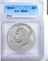 1974-S Silver Ike ICG MS68+ LISTS $1050