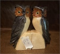 Pair of Carved Marble Owl Bookends