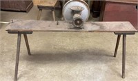 Meat grinder with vintage bench