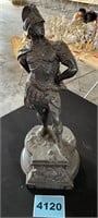Bronze Greek Warrior Statue, 17" Tall, Damage