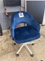 BLUE VELVET ADJUSTABLE HEIGHT OFFICE CHAIR