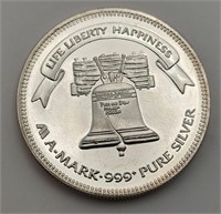 1984 Life, Liberty, Happiness 1 oz. Silver Coin