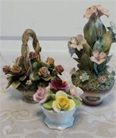 2 Capodimonte Hand Painted Flowers & Coalport