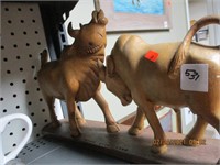 1950's Mexico City Carved Wooden Bulls