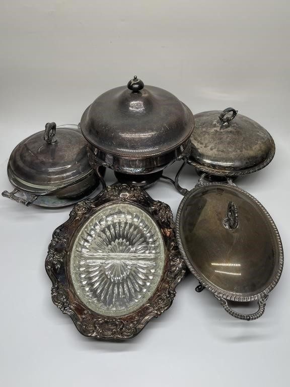 Silver Plate Chaffing & Serving Dishes