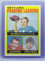Bob Griese/Len Dawson 1972 Topps Passing Leaders