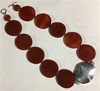 Sterling Silver And Carnelian Necklace
