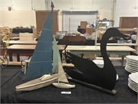 Decorative Sail Boats And Metal Swan