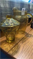 Vintage Yellow glass juice pitcher and Coin dot