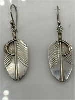 Vintage Native American Sterling Leaf Earrings